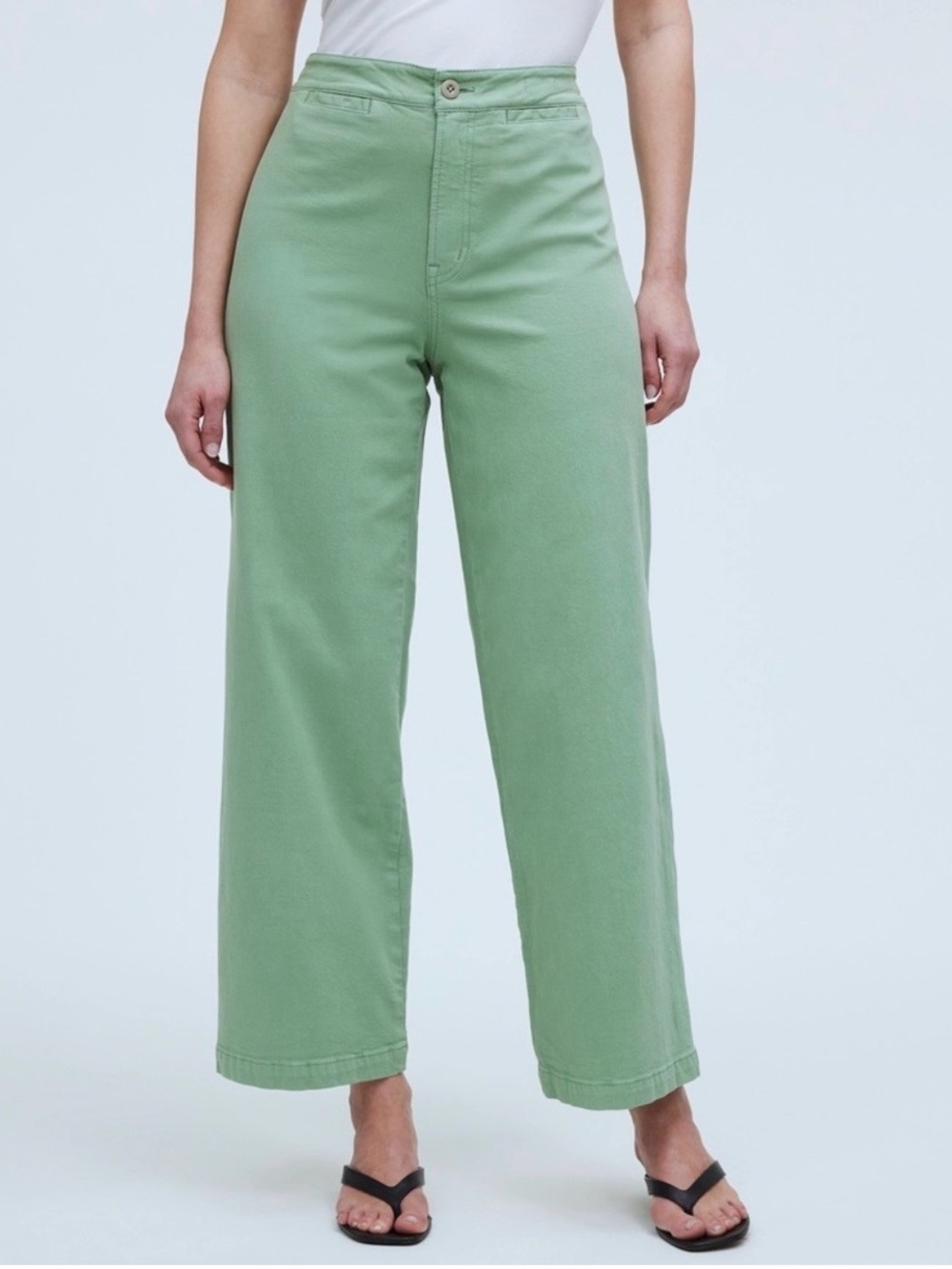 Madewell Emmett Pistachio Green High-Rise Wide Leg Crop Pants Size 33